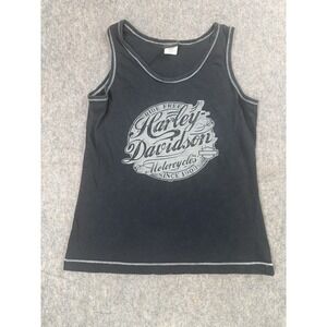 Harley Davidson Womens Sleeveless Spell Out Tank Top Black XLarge Cotton